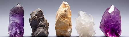 Crystal Stone macro mineral, purple rough amethyst quartz crystalsの素材