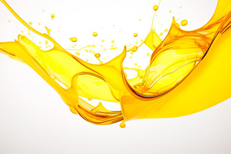 olive oil splashing isolated on white backgroundの素材