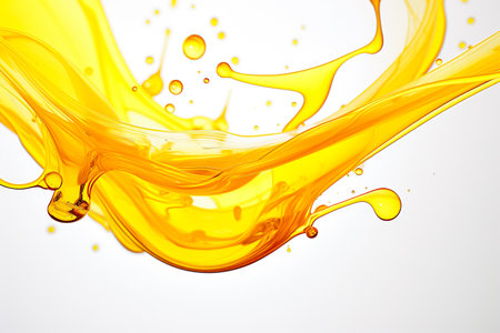 olive oil splashing isolated on white backgroundの素材