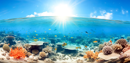 Ocean coral reef underwater. Sea world under water backgroundの素材