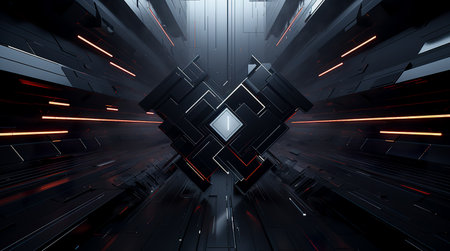 Abstract geometric background. illustration of futuristic scifi.の素材