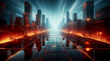 Abstract geometric background. illustration of futuristic scifi.の素材