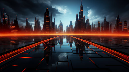 Abstract geometric background. illustration of futuristic scifi.の素材