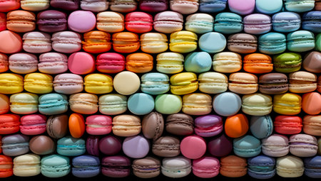 macarons dessert with vintage pastel tones. close up. Small French cakes. Culinary and cooking concept.の素材