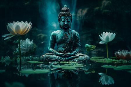 buddha in colorful vintage style illustration. Abstract painting, oil paintingの素材