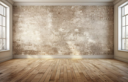 empty interior of living room. brick wall background. old room backgroundの素材
