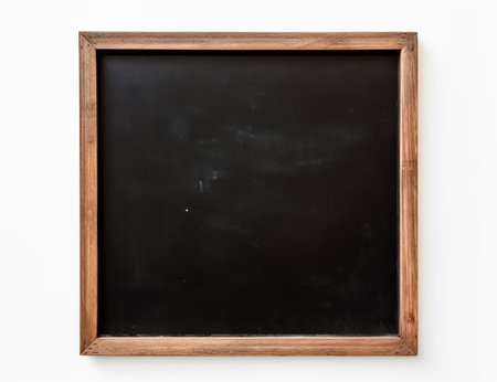 Rubbed out dirty chalkboard. Realistic blackboard in wood frame. Empty chalkboard for restaurant menu or school class.の素材