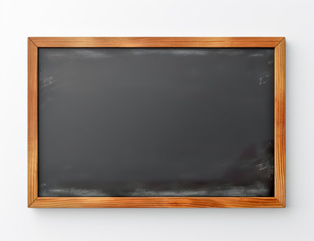 Rubbed out dirty chalkboard. Realistic blackboard in wood frame. Empty chalkboard for restaurant menu or school class.の素材