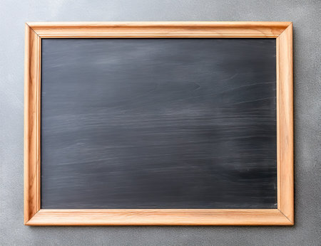 Rubbed out dirty chalkboard. Realistic blackboard in wood frame. Empty chalkboard for restaurant menu or school class.の素材