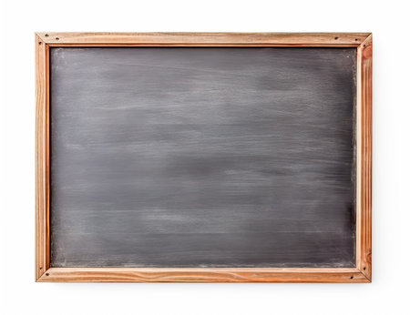 Rubbed out dirty chalkboard. Realistic blackboard in wood frame. Empty chalkboard for restaurant menu or school class.の素材