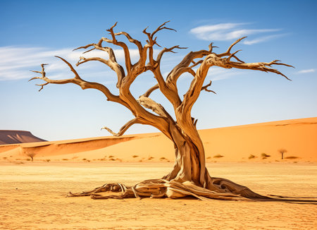 Dry tree twigs or Dead tree. Minimal background for summer conceptの素材