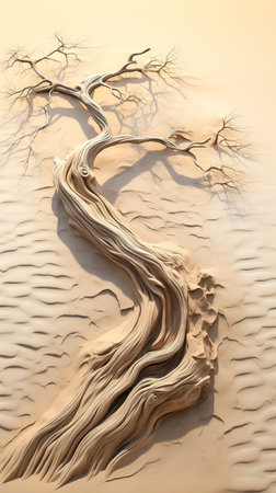 Dry tree twigs or Dead tree. Minimal background for summer conceptの素材