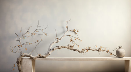 Dry tree twigs or Dead tree. Minimal background for summer conceptの素材