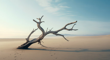 Dry tree twigs or Dead tree. Minimal background for summer conceptの素材