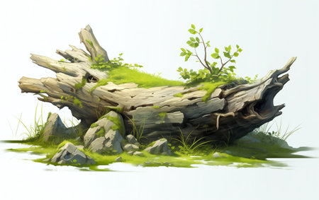 Dry tree twigs or Dead tree on white background. Minimal background for summer conceptの素材