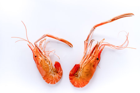 Seafood grill shimp isolated on white background.delicious Thai seafood.の写真素材