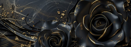 beautiful black roses. floral background. Mourning flowersの素材