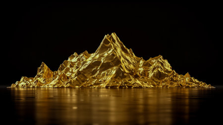 Golden mountains art on black background. Luxury wallpaper designの素材