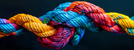 coloured string of knot. texture of colorfull rope abstract backgroundの素材