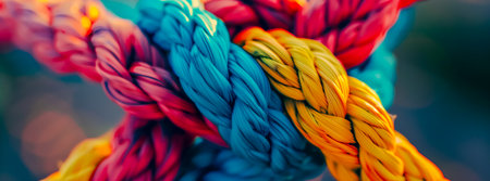 coloured string of knot. texture of colorfull rope abstract backgroundの素材