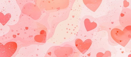 Soft pink heart patterns create a warm and inviting background design for various celebrations and special occasionsの素材