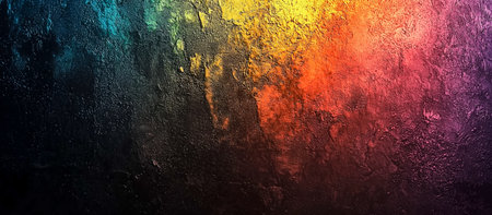 Colorful abstract texture with vibrant hues creating an artistic wall display in a modern settingの素材
