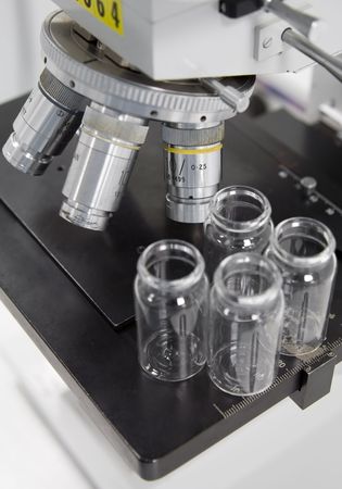 Microscope and small bottles
