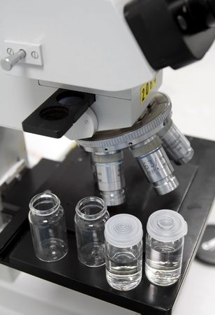Microscope and small bottles