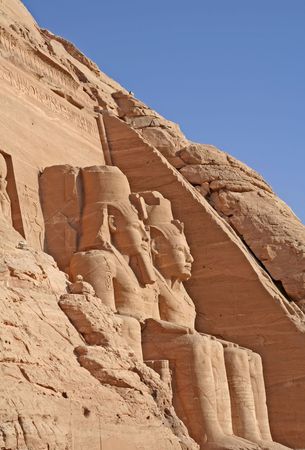 Huge statues at the Temple of Abu Simbel in Egypt