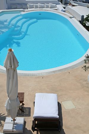 Hotel swimming pool at Santorini Island, Greece