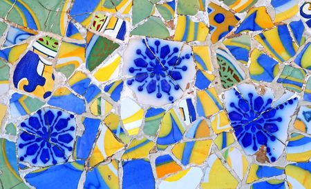 Mosaic wall at Barcelona, Spain