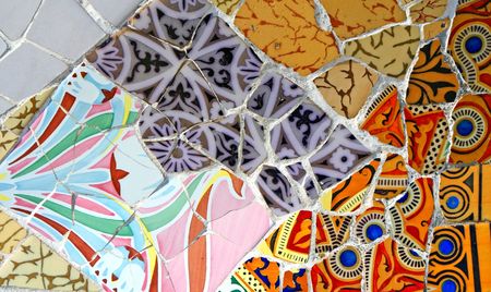 Mosaic wall at Barcelona, Spain