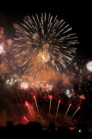 Peoples watching firework display at Singapore