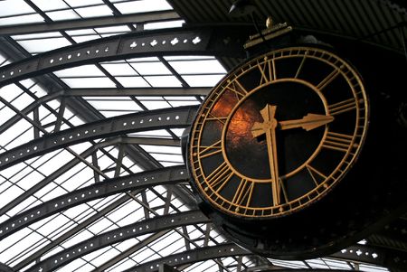Big clock at York train station, Englandの写真素材