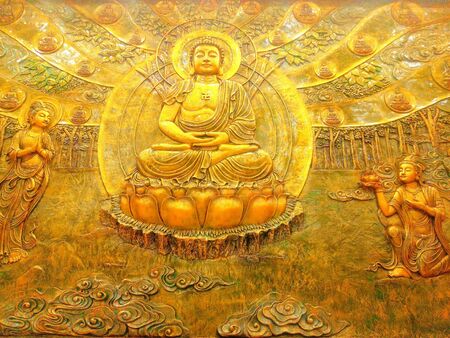 Shakyamuni Buddha attained enlightenment (Bodhi) while meditating underneath a Ficus religiosa (Bodhi Tree)のeditorial素材