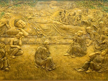 The Buddha's passing & entry into the Nirvana. Before passing at the age of 83, Buddha entered nirvanaのeditorial素材