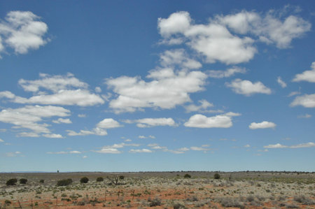 Scenic landscape desert in Las Vegas with blue sky and white cloudsの写真素材