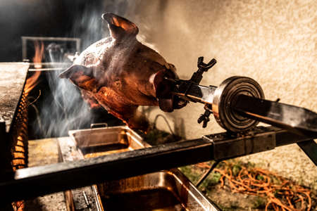 A grilled pig during a partyの写真素材
