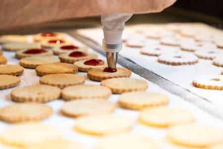 Preparation of Christmas cookies in Alsaceの写真素材