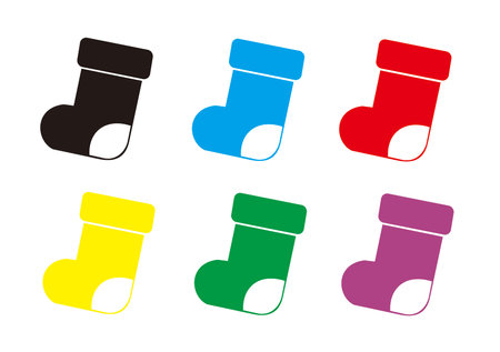 Christmas sock icon set, vector illustration. Flat design styleの素材