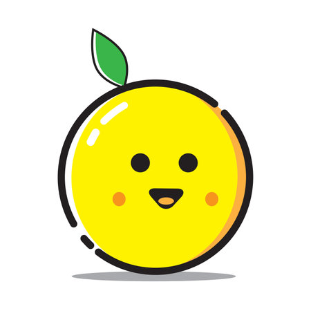 Cute orange fruit cartoon character. Vector illustration in flat design.のイラスト素材