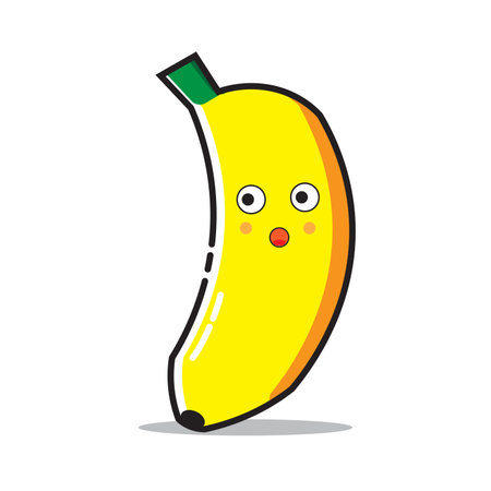 Cute banana character. Vector illustration. Isolated on white background.のイラスト素材