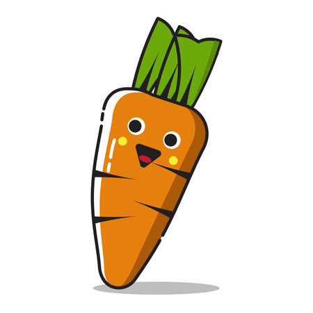Cute carrot character cartoon. Vegetarian food. Vector illustration.のイラスト素材