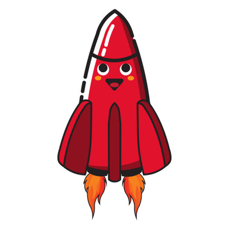 Rocket cartoon isolated on white background. Vector illustration.のイラスト素材