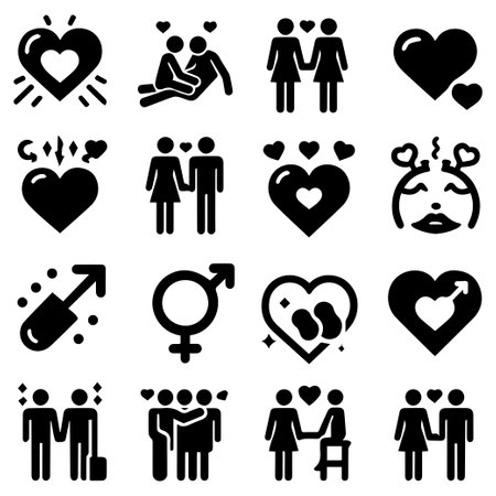 Couple icon set, valentine day vector art illustration.のイラスト素材