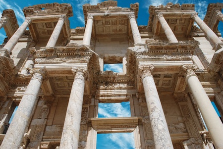 Facade of ancient Celsius Library in Ephesus, Turkey のeditorial素材