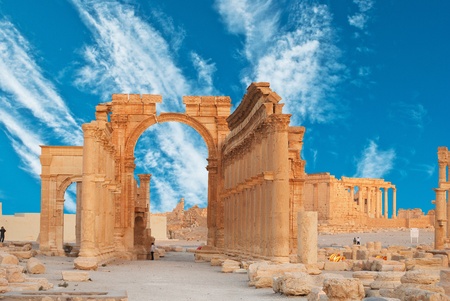 Ancient Roman time town in Palmyra, Syria. のeditorial素材