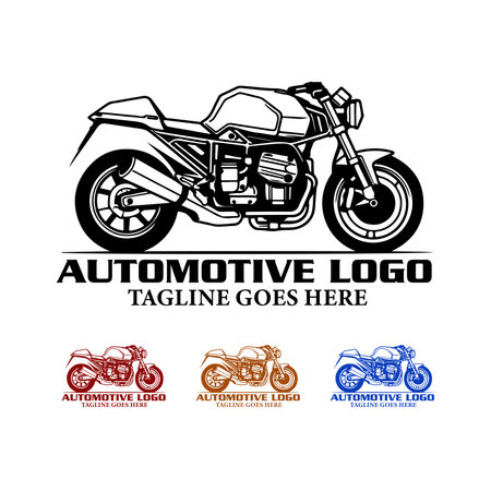 Motorcycle logo template. Vector illustration of a custom chopper.のイラスト素材