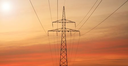Sunny Power - Electricity poles with sunset
