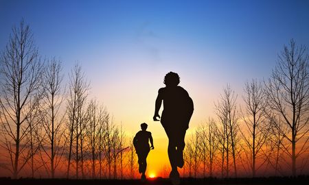 Runners Silhouetteの写真素材